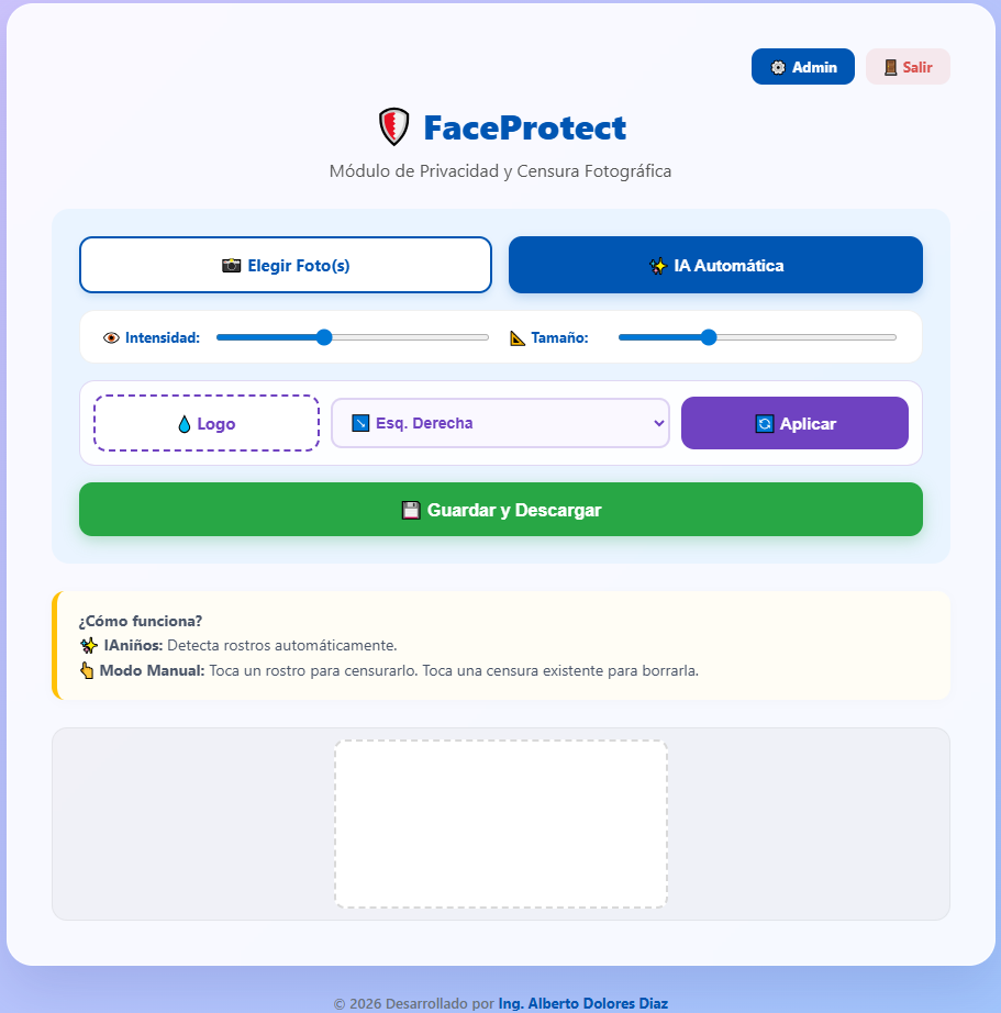 Sistema FaceProtect en funcionamiento
